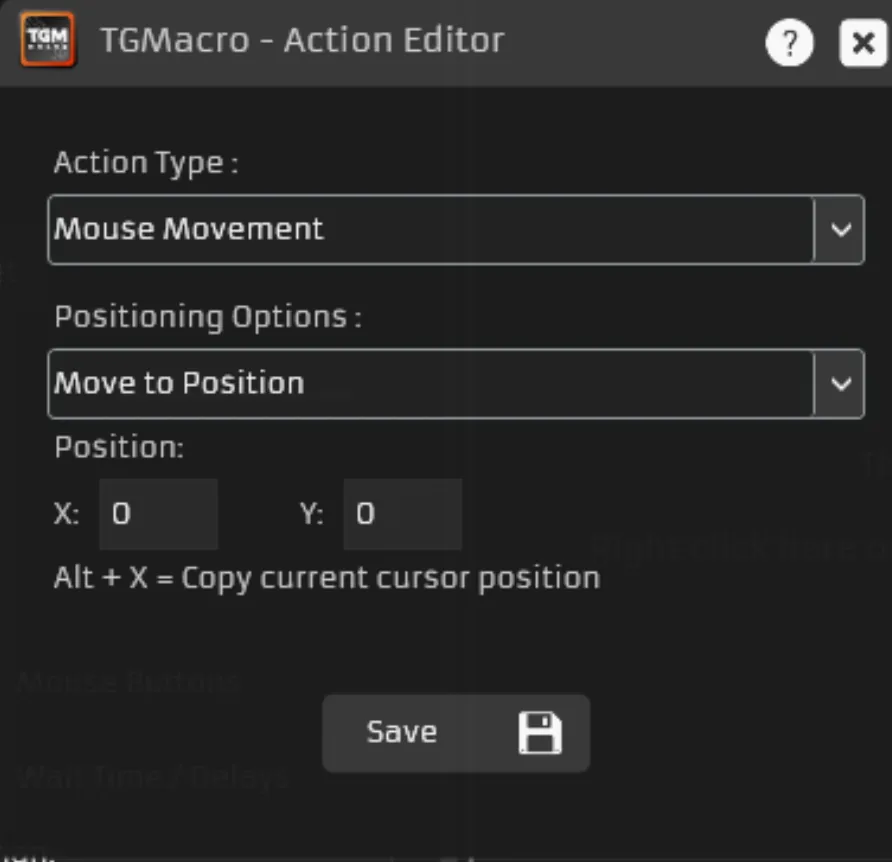 TG Macro mouse position capture